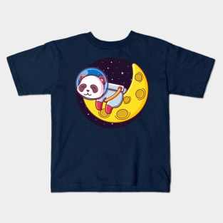 panda astronaut sleeping on the moon Kids T-Shirt